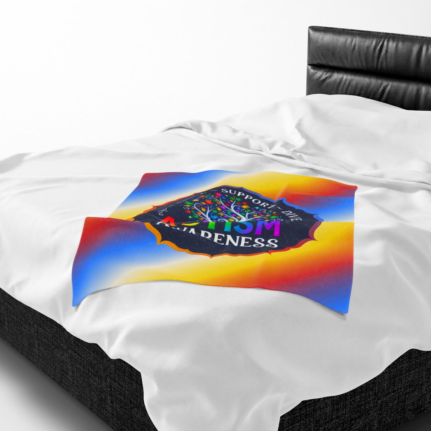 Velveteen Plush Blanket: "Acceptance • Support • Diversity" Autism Awareness