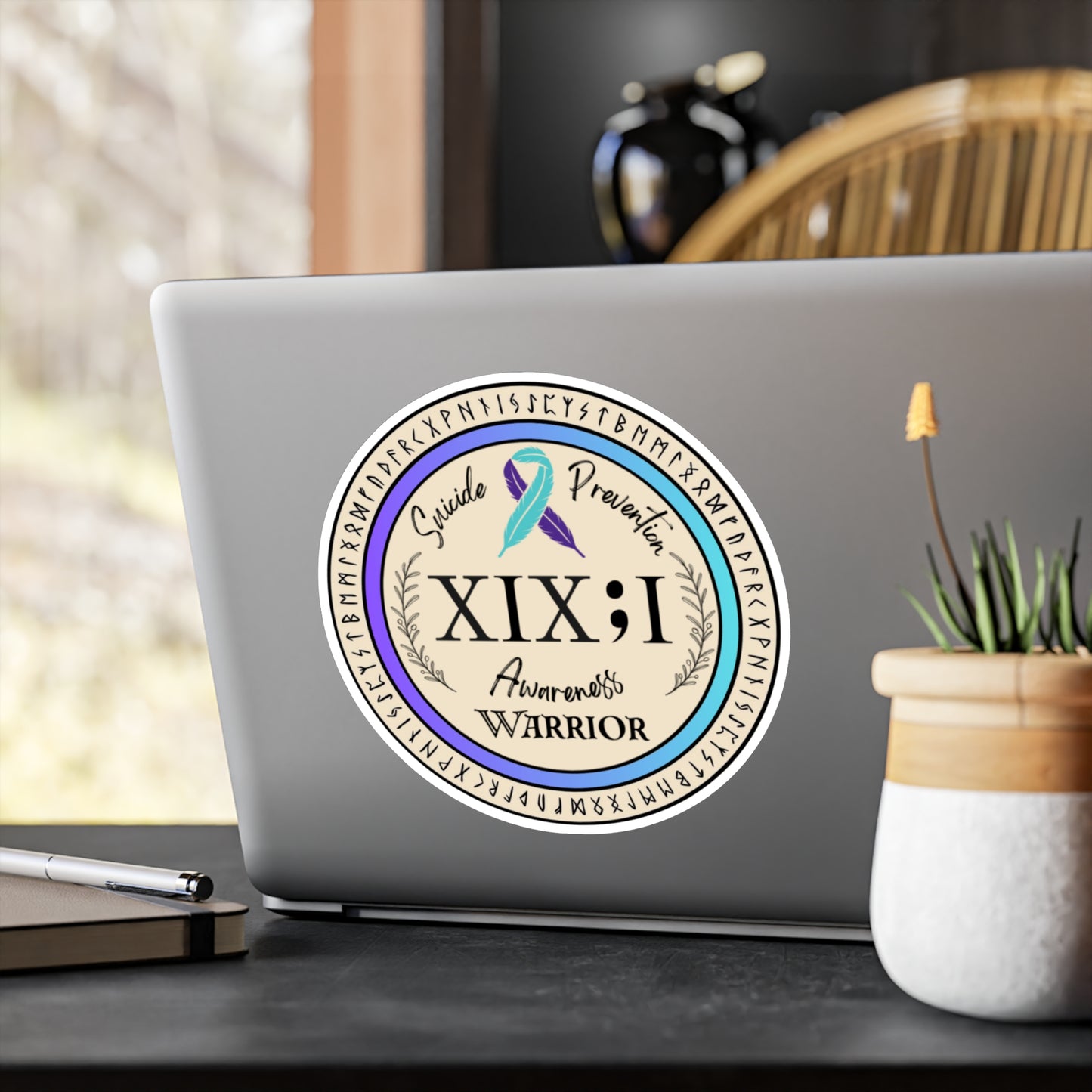 All-Weather Vinyl Decal: Suicide Prevention Awareness Warrior Ribbon XIX:I
