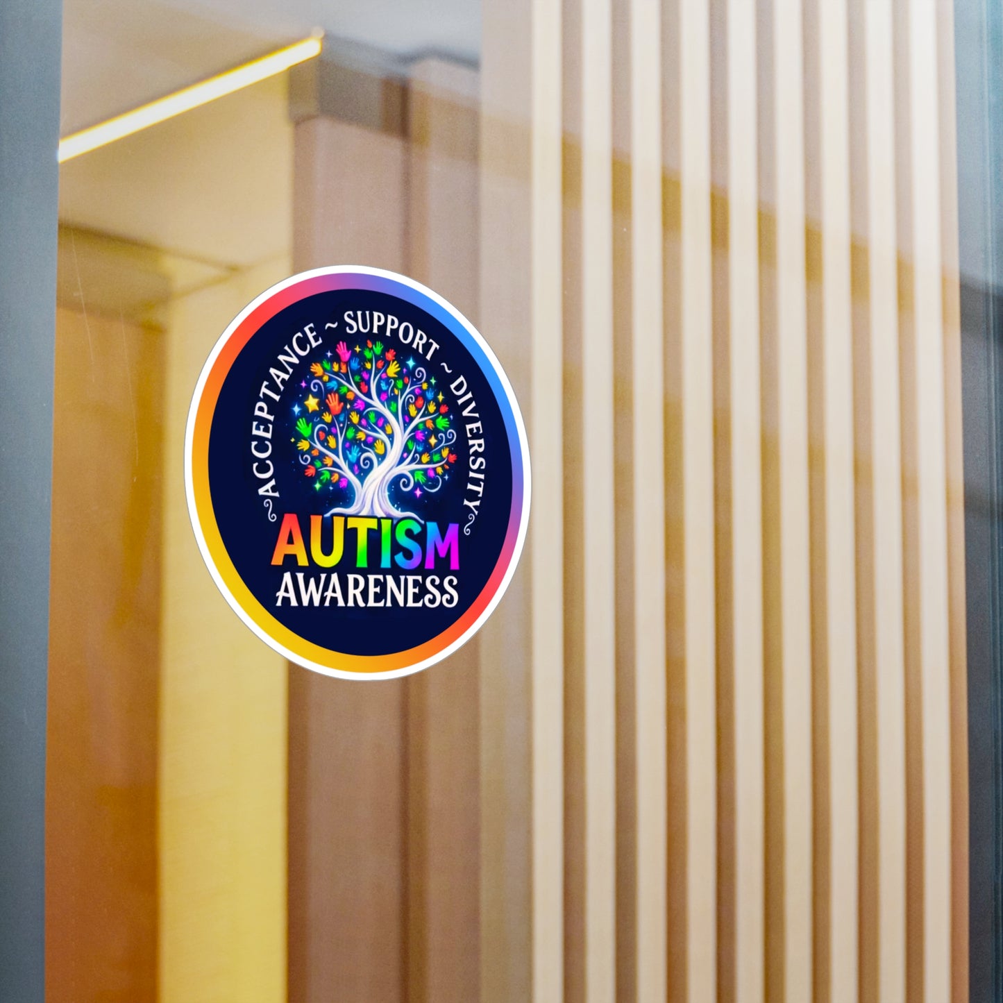 All-Weather Vinyl Decal Autism Awareness: "Acceptance • Support • Diversity"
