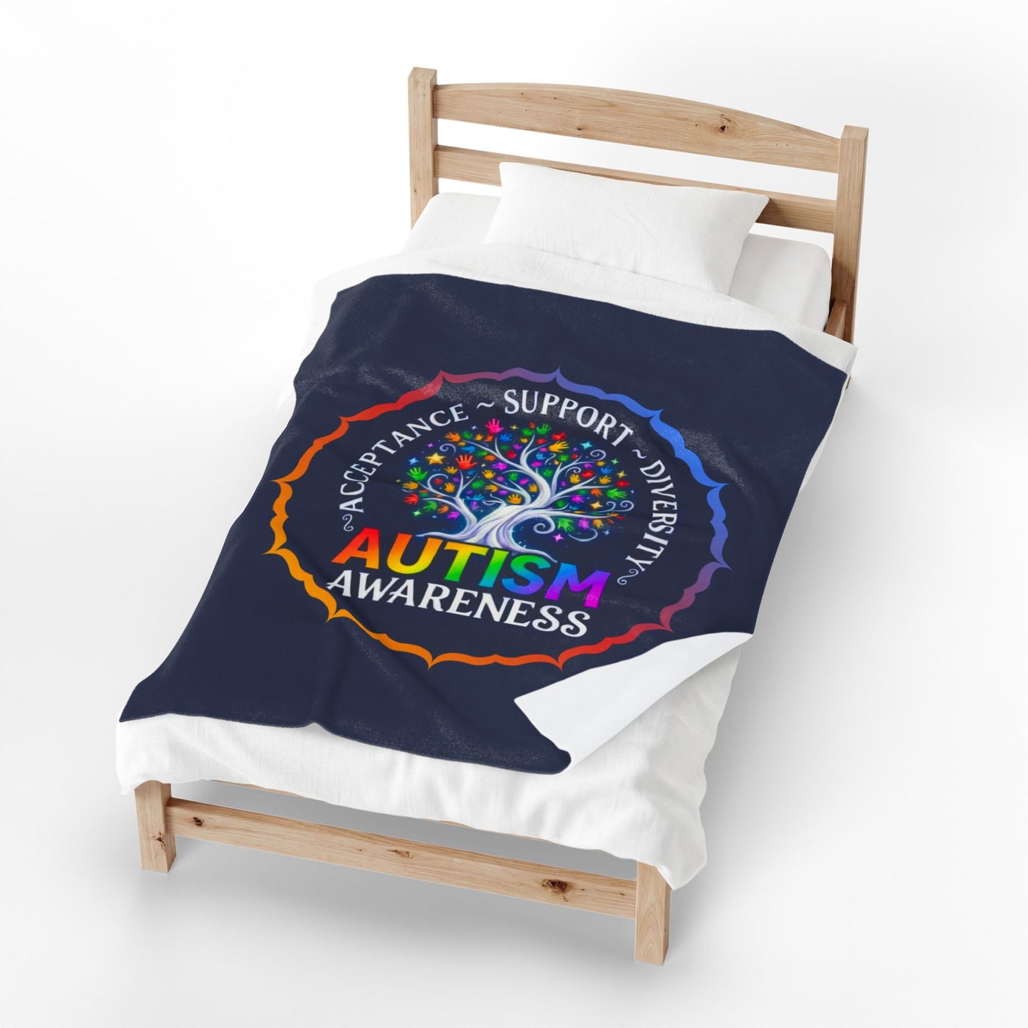 Velveteen Plush Blanket: "Acceptance-Support-Diversity" Autism Awareness
