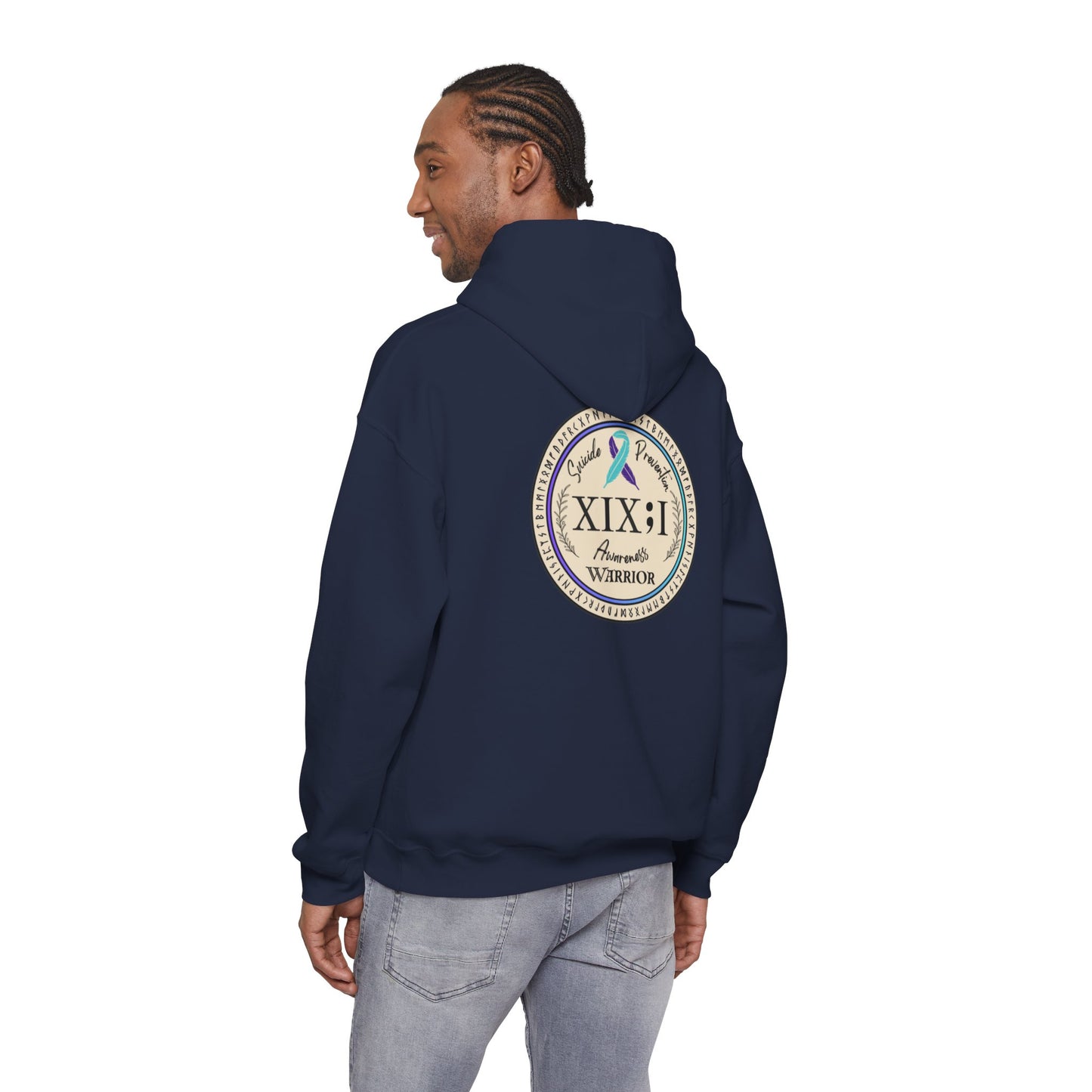 Pullover Hoodie: Suicide Awareness Warrior (XIX;I) Teal & Purple Support Ribbon
