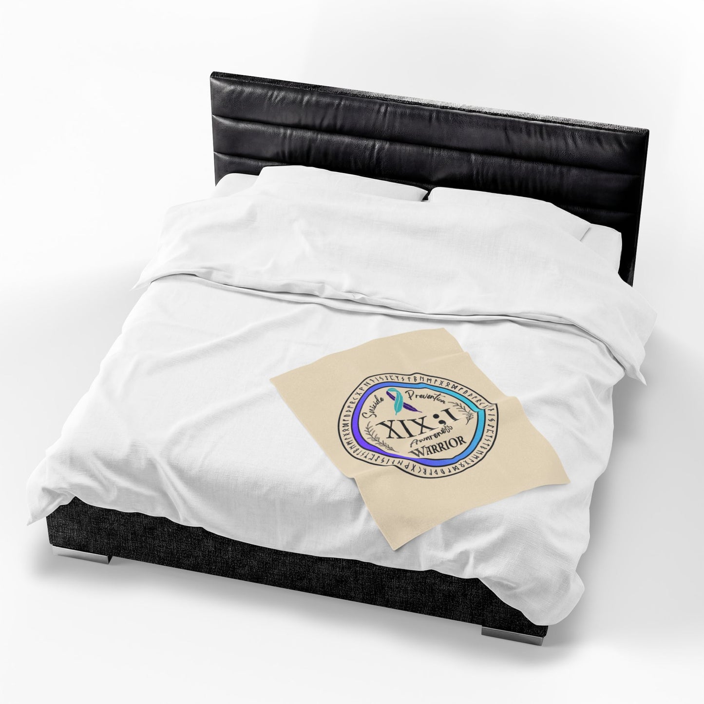Velveteen Plush Blanket: Suicide Prevention Awareness Warrior XIX;I Teal and Purple Glow