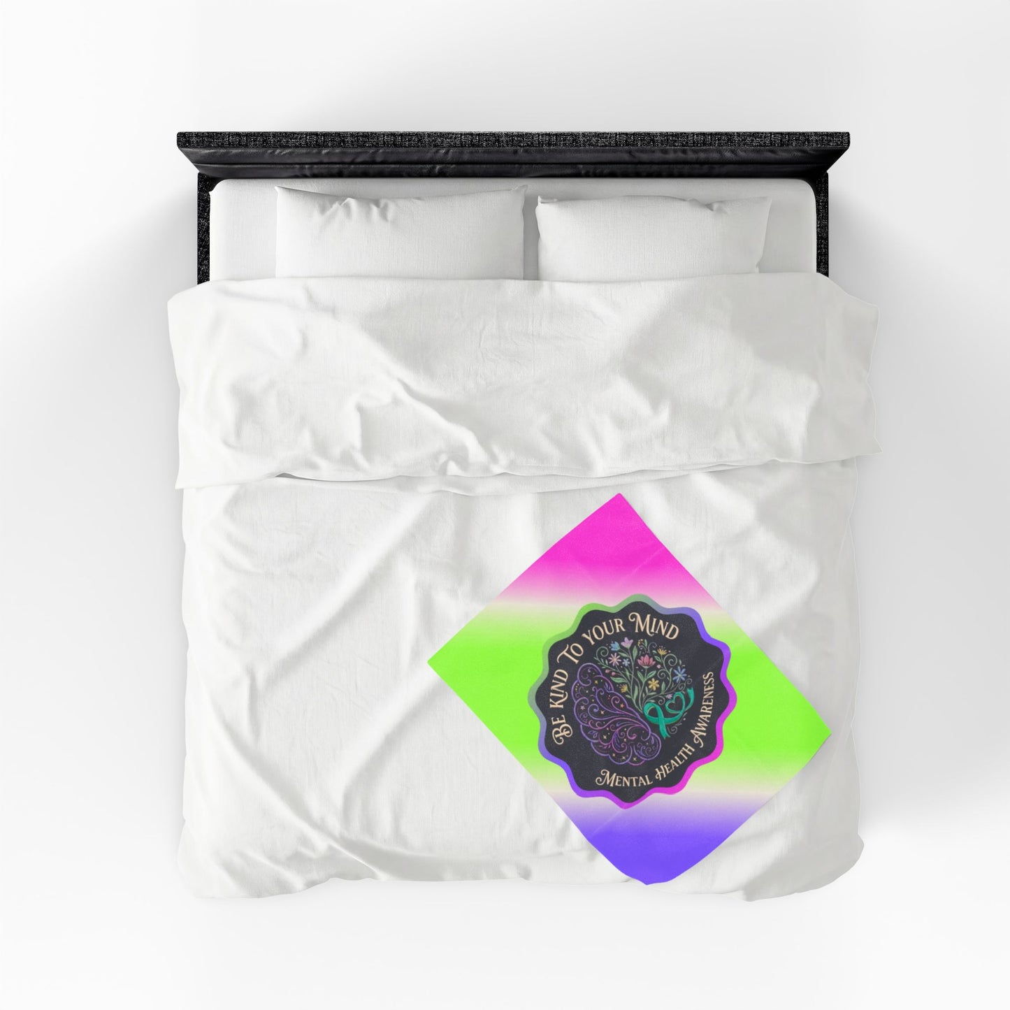 Velveteen Plush Blanket: "Be Kind to Your Mind" Mental Health Awareness Throw