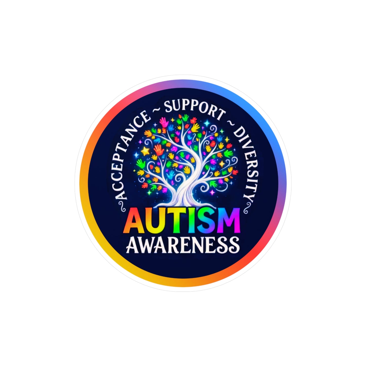 All-Weather Vinyl Decal Autism Awareness: "Acceptance • Support • Diversity"