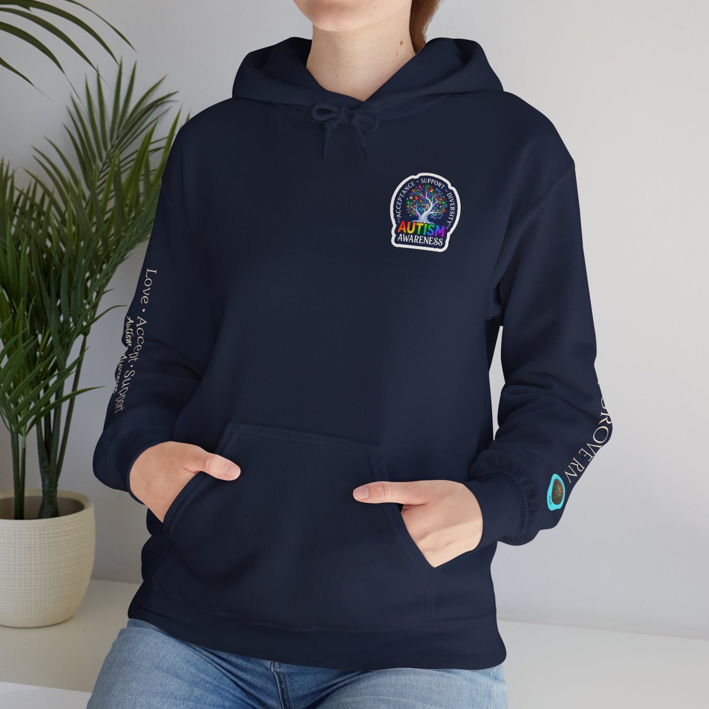 Pullover Hoodie: "Autism Awareness" Colorful Tree Compassion Design