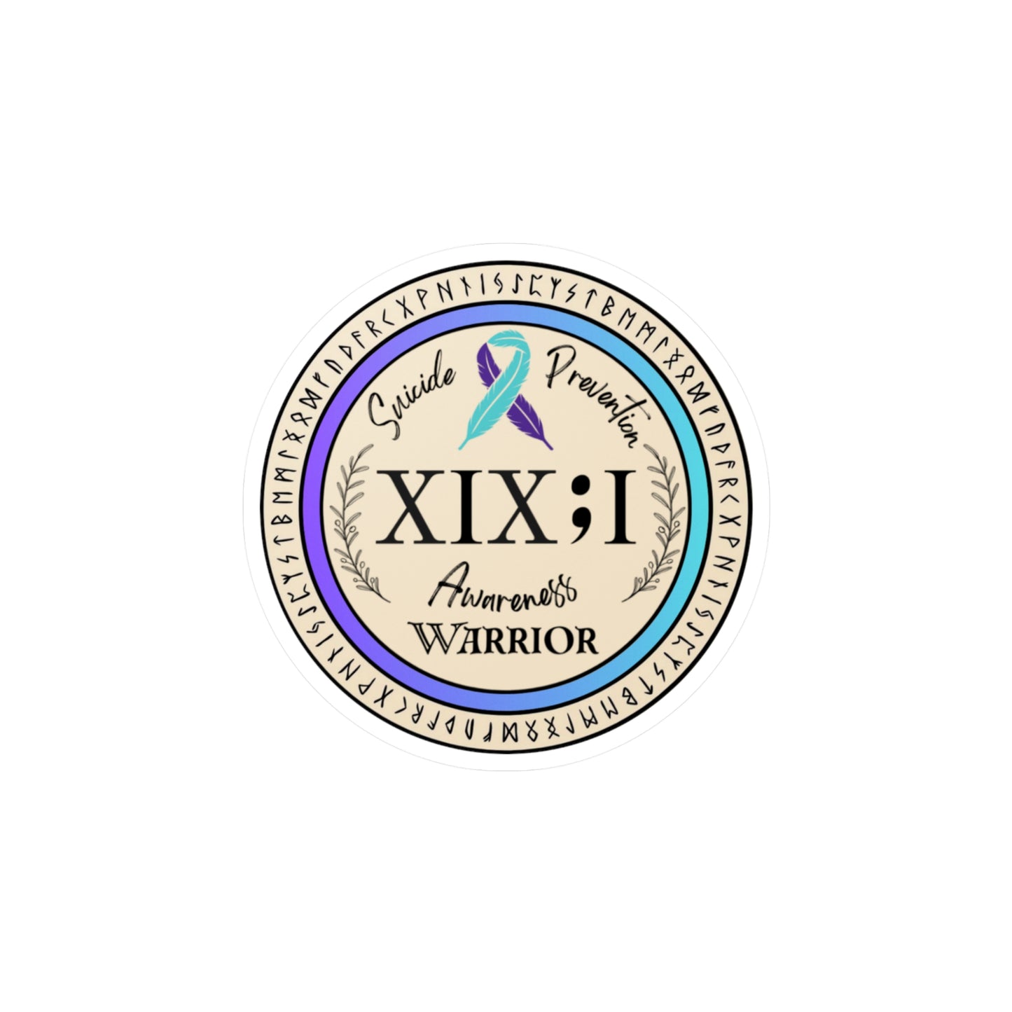 All-Weather Vinyl Decal: Suicide Prevention Awareness Warrior Ribbon XIX:I
