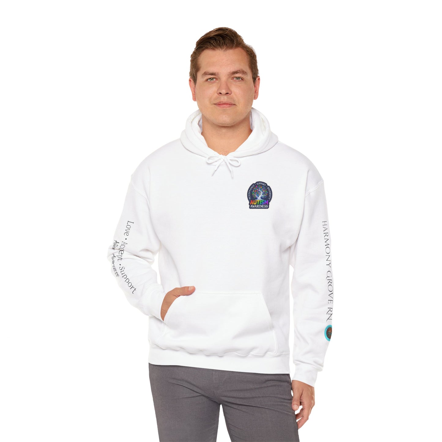 Pullover Hoodie: "Autism Awareness" Colorful Tree Compassion Design