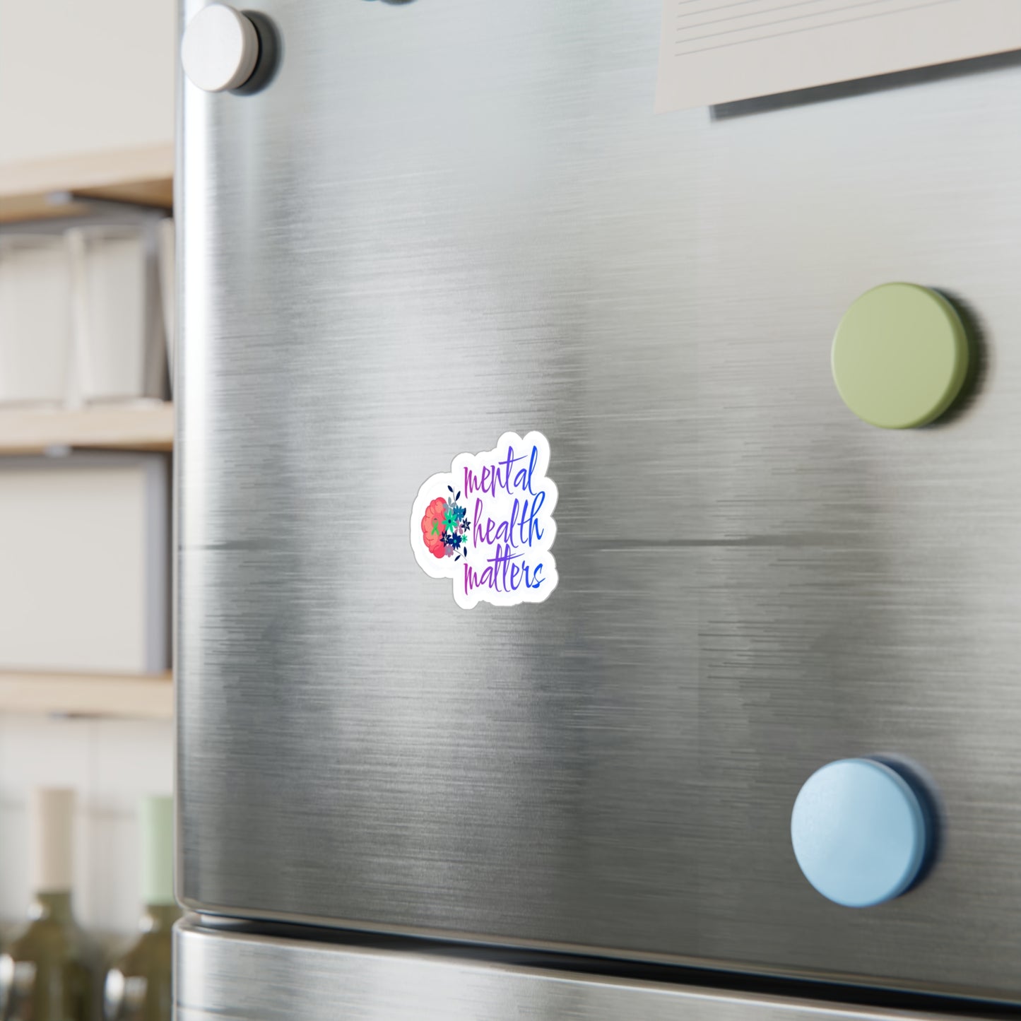 All-Weather Vinyl Decal: Mental Health Matters with Brain & Floral Design