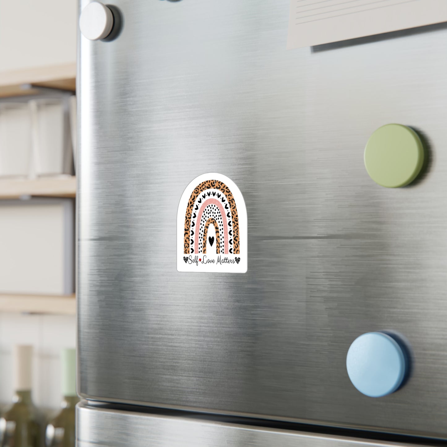 All-Weather Vinyl Decal: "Self Love Matters" Leopard Rainbow