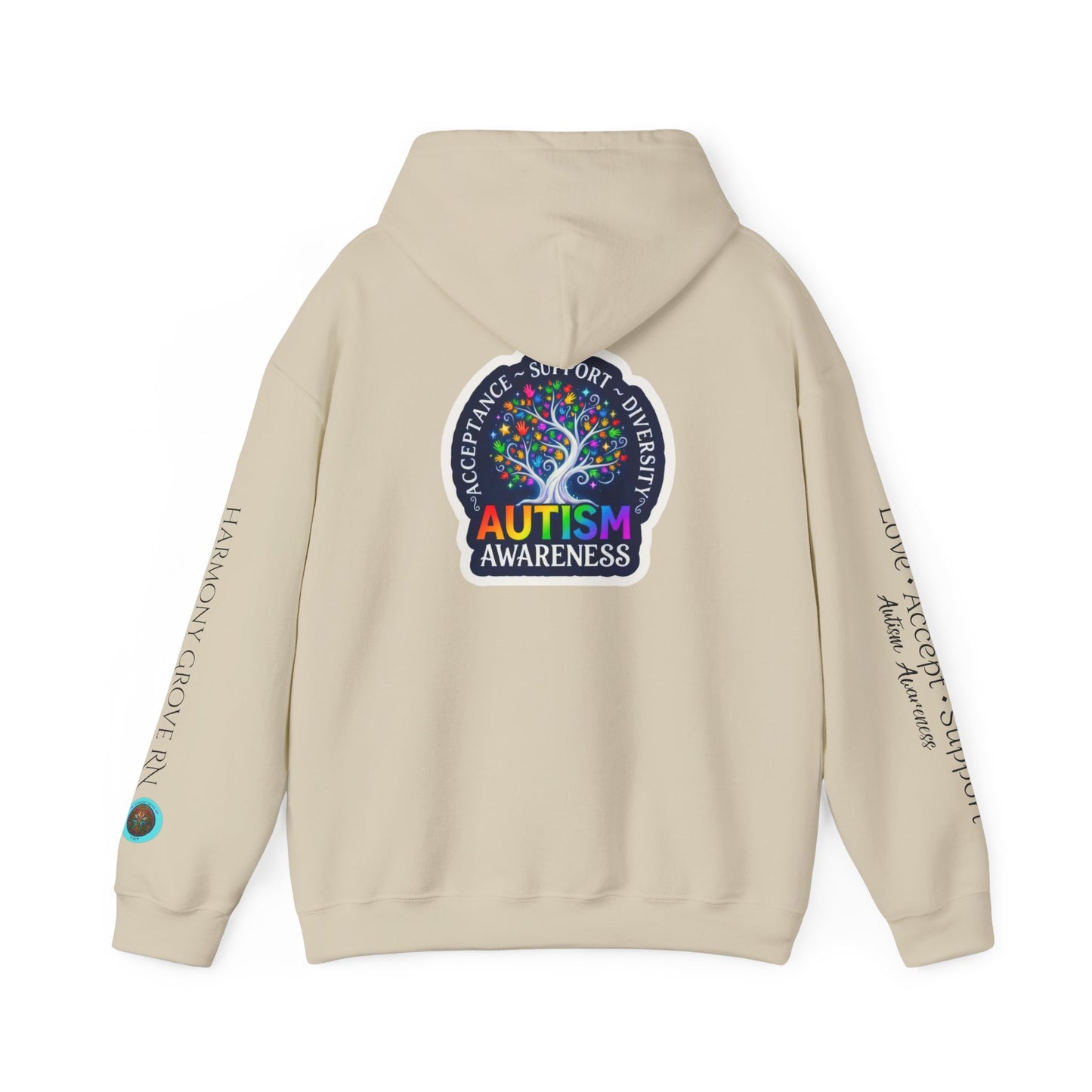 Pullover Hoodie: "Autism Awareness" Colorful Tree Compassion Design
