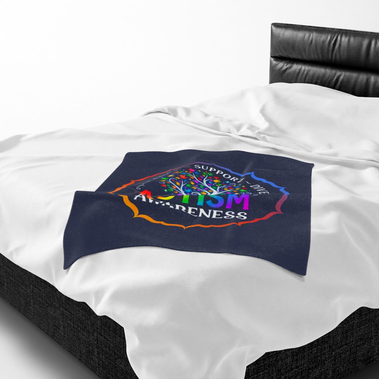 Velveteen Plush Blanket: "Acceptance-Support-Diversity" Autism Awareness