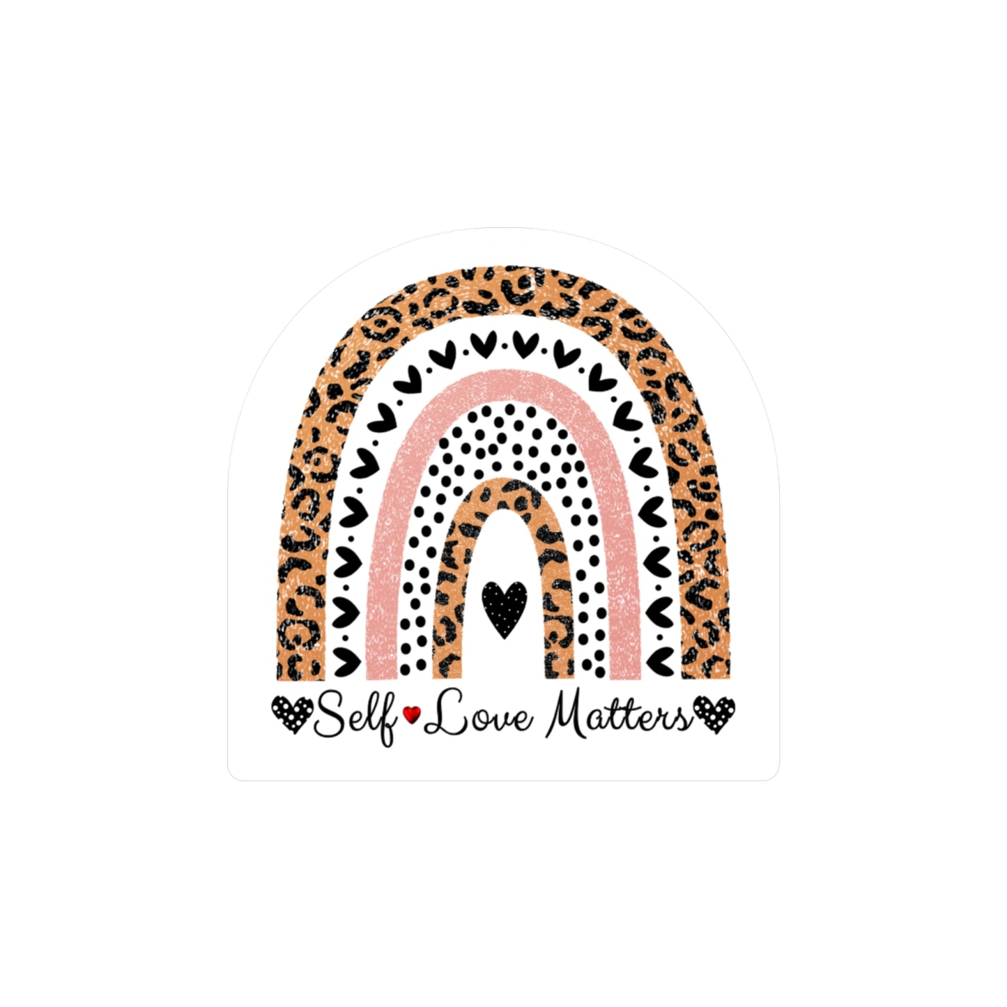 All-Weather Vinyl Decal: "Self Love Matters" Leopard Rainbow