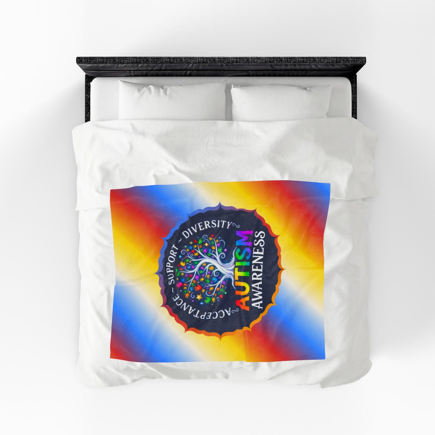 Velveteen Plush Blanket: "Acceptance • Support • Diversity" Autism Awareness