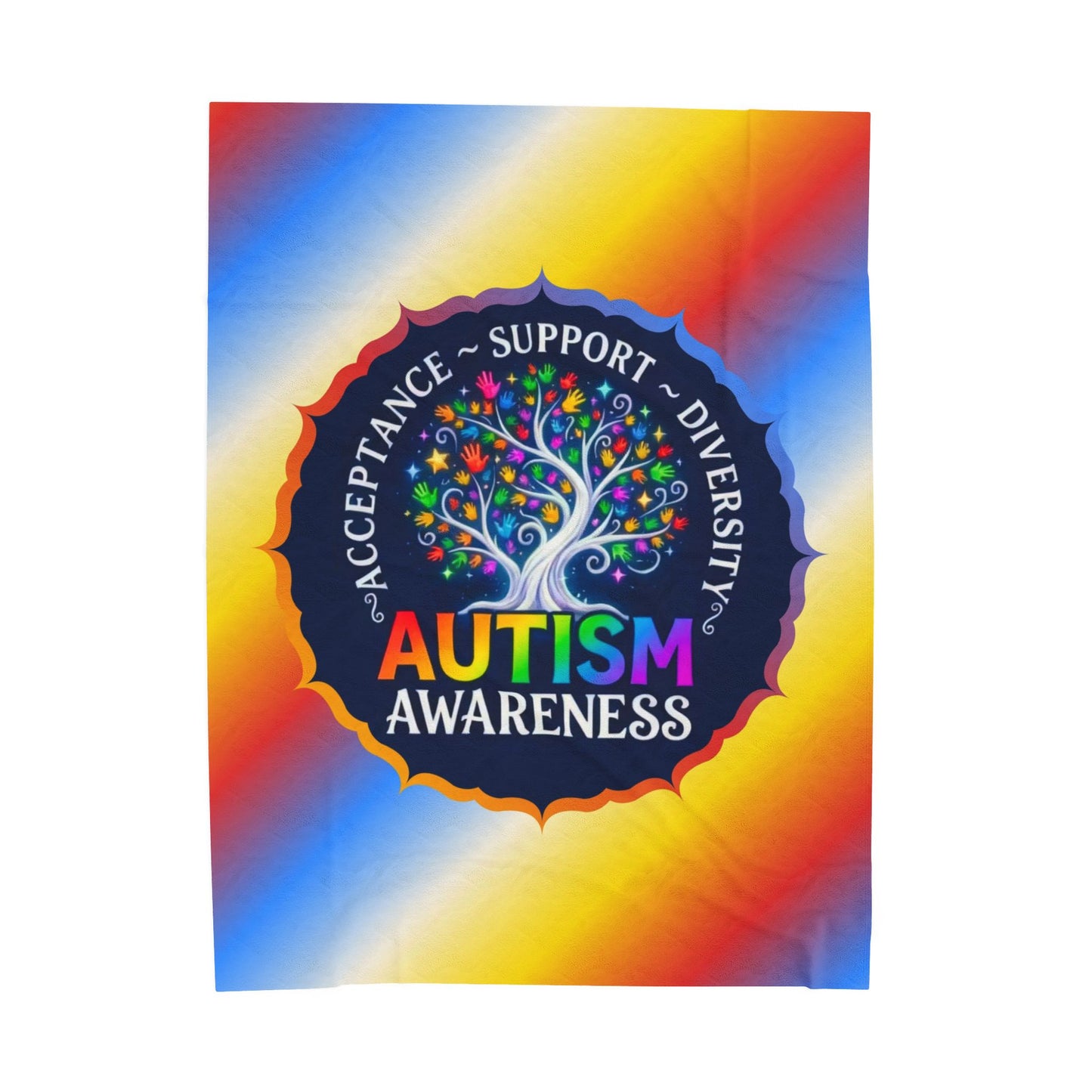 Velveteen Plush Blanket: "Acceptance • Support • Diversity" Autism Awareness