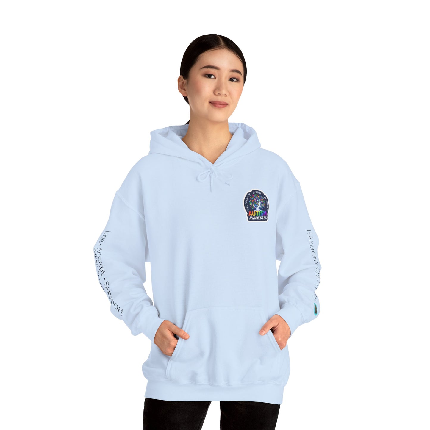 Pullover Hoodie: "Autism Awareness" Colorful Tree Compassion Design