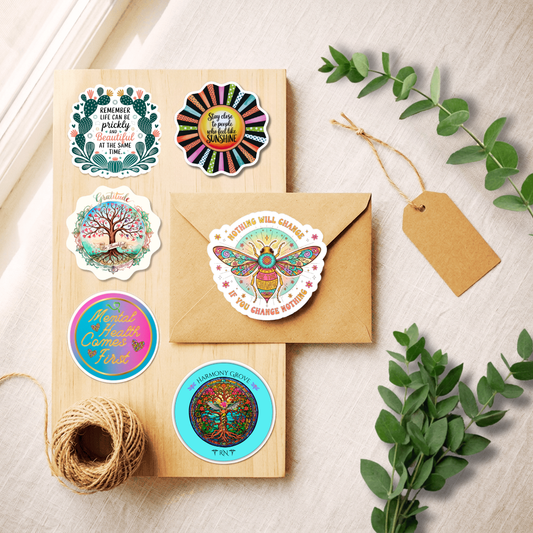 "Vinyl Mental Health Sticker Bundle" | 6 Pack Stickers 3.5" | Positive Affirmation Decals | Nurse Gift | Self Care Journal Laptop