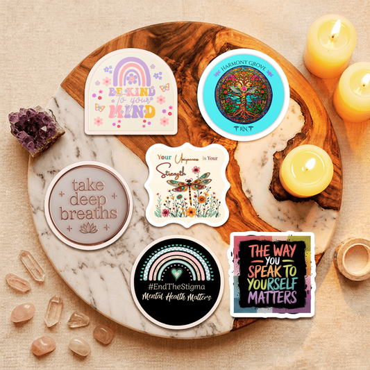 "Vinyl Mental Health Sticker Bundle" | Self Care Affirmation| 3.5" Positive Decals | Nurse Gift | 6 Pack