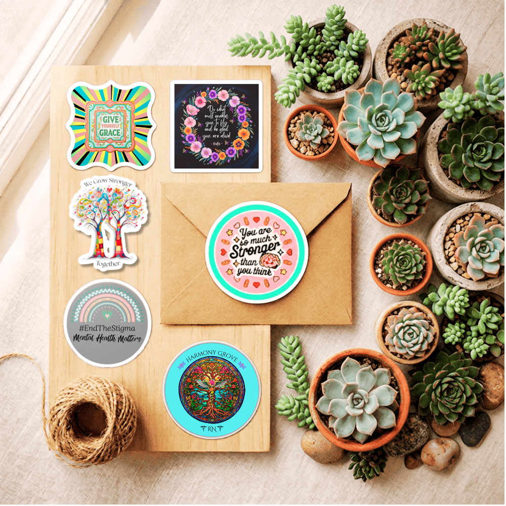 "Vinyl Mental Health Sticker Bundle" | Positive Affirmation Sticker Pack | 3.5" Decals | Nurse Gift | 6 Pack