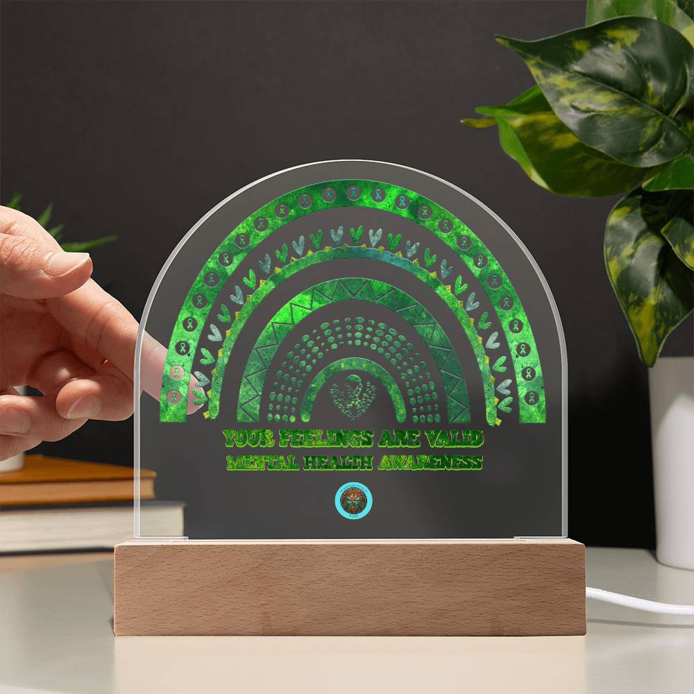LED Acrylic Plaque: Mental Health Awareness Rainbow