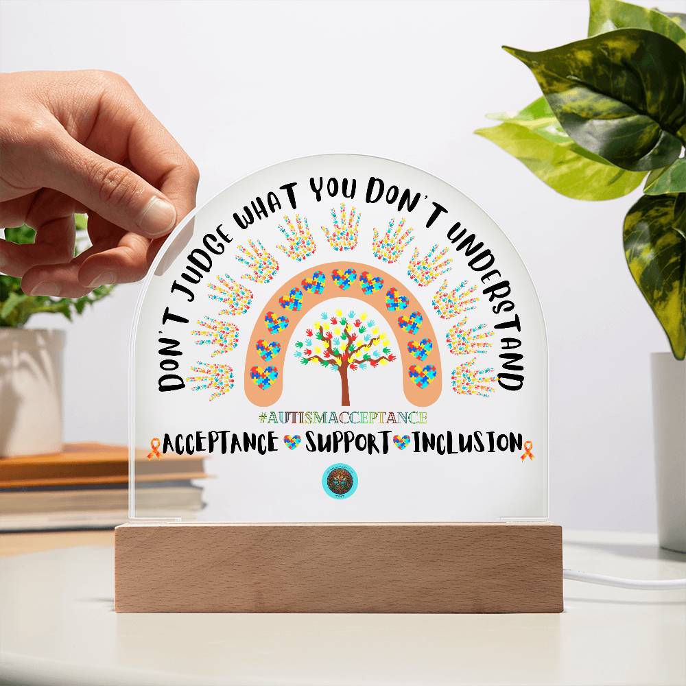 LED Acrylic Plaque: Autism Awareness Rainbow