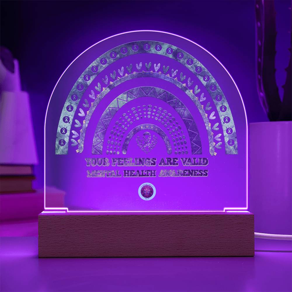 LED Acrylic Plaque: Mental Health Awareness Rainbow