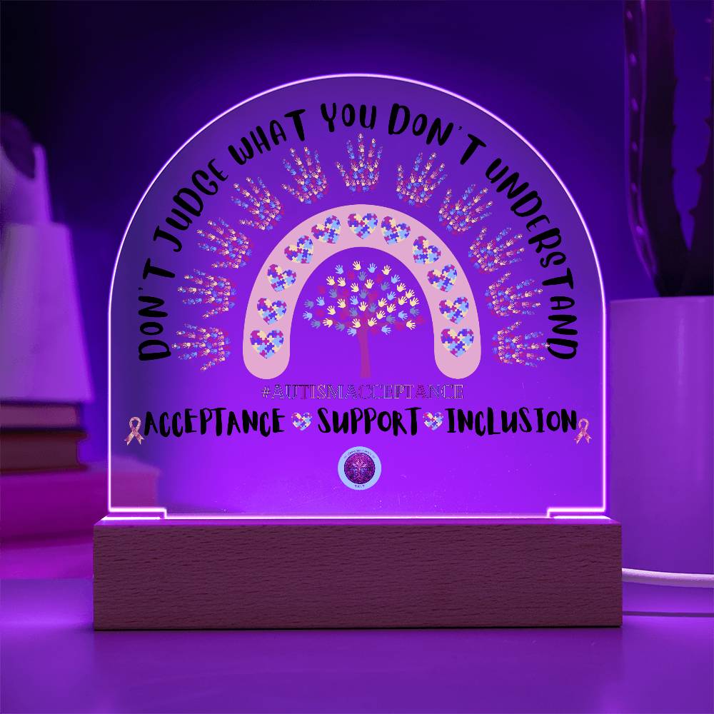 LED Acrylic Plaque: Autism Awareness Rainbow