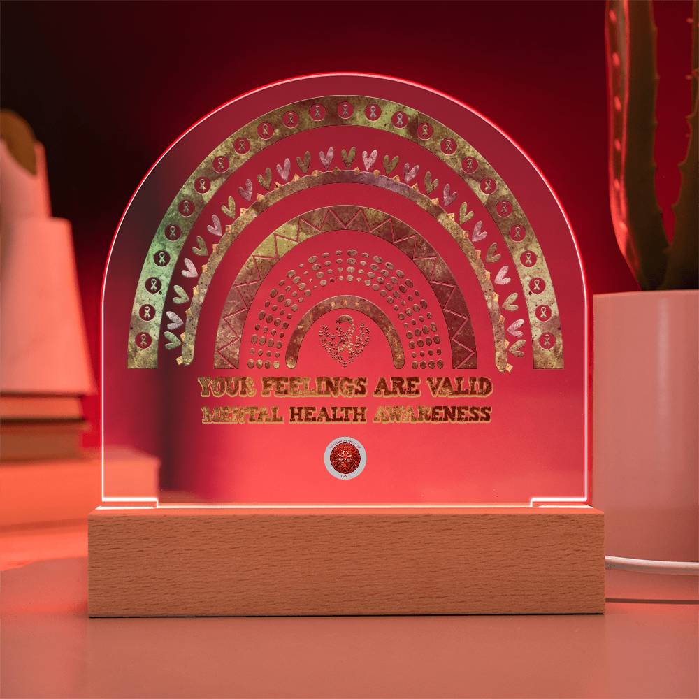 LED Acrylic Plaque: Mental Health Awareness Rainbow