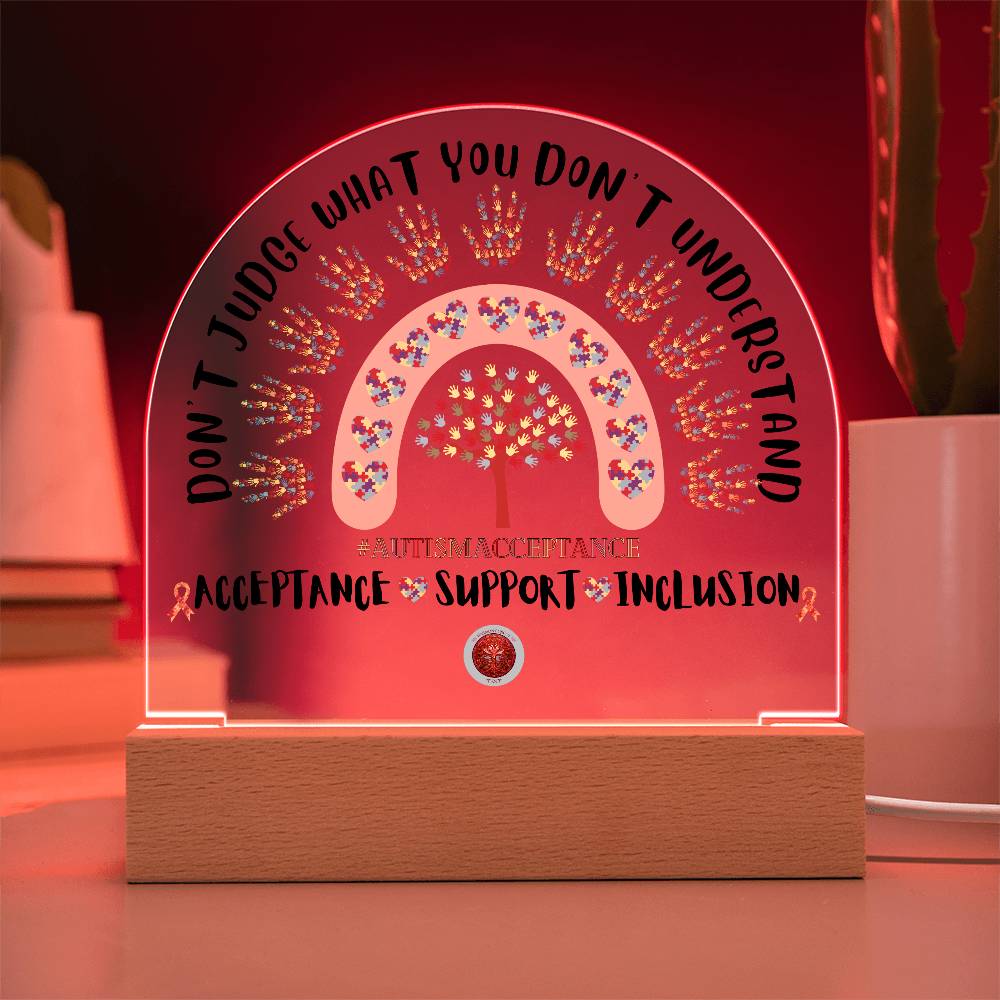 LED Acrylic Plaque: Autism Awareness Rainbow