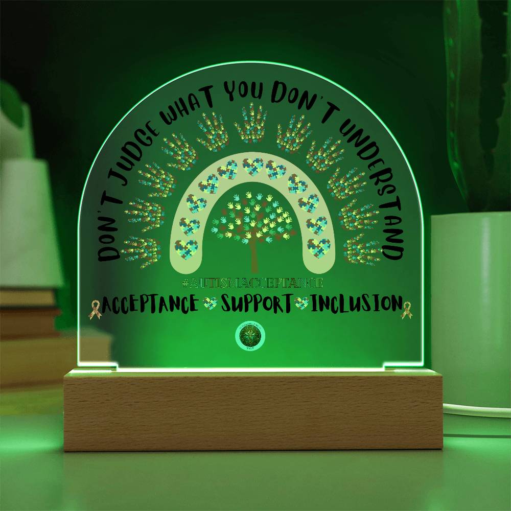 LED Acrylic Plaque: Autism Awareness Rainbow