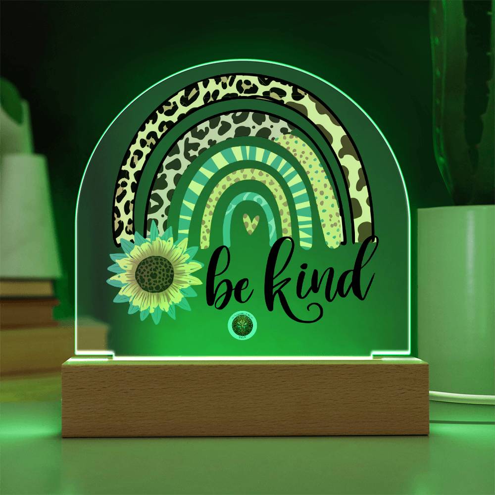 LED Acrylic Plaque: Be Kind Rainbow