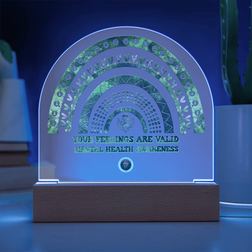 LED Acrylic Plaque: Mental Health Awareness Rainbow