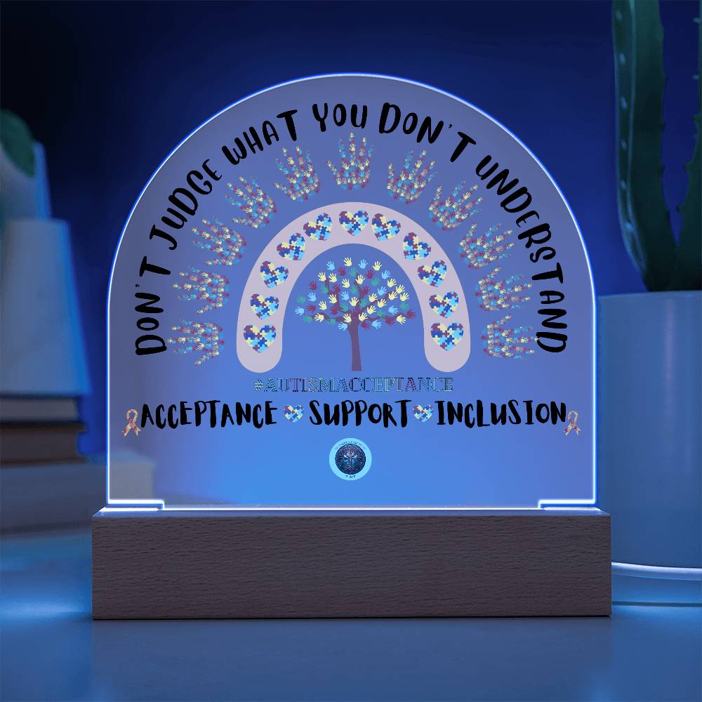 LED Acrylic Plaque: Autism Awareness Rainbow