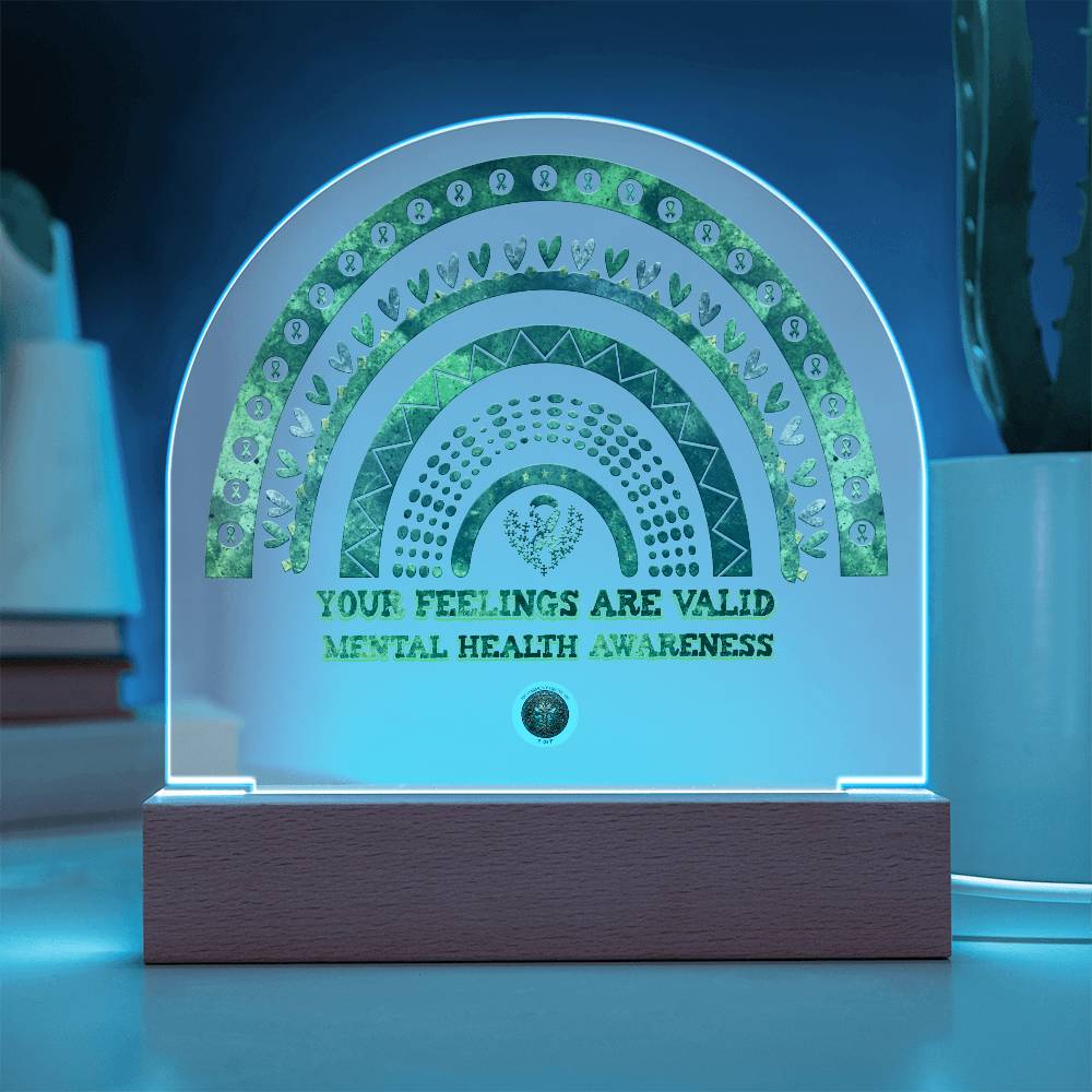 LED Acrylic Plaque: Mental Health Awareness Rainbow
