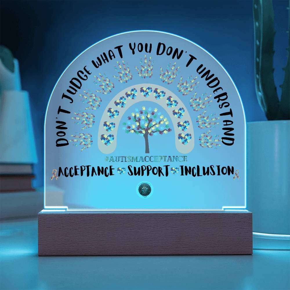 LED Acrylic Plaque: Autism Awareness Rainbow