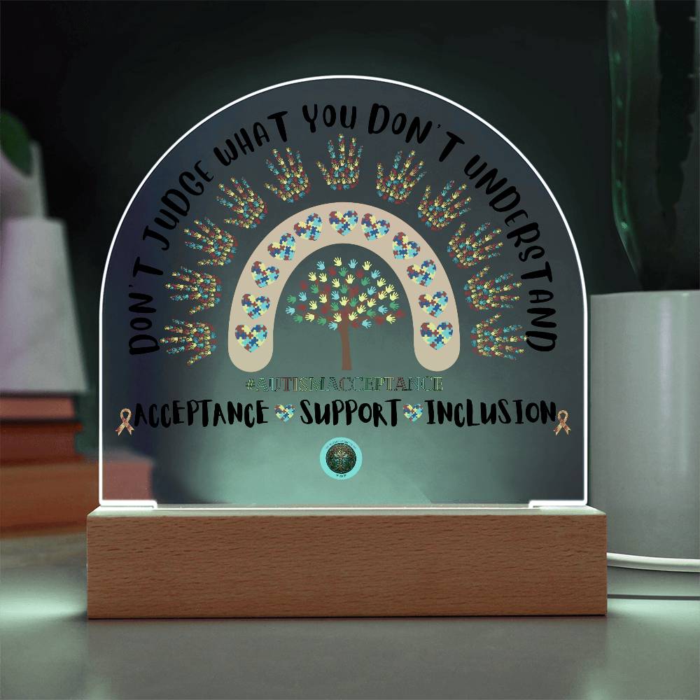 LED Acrylic Plaque: Autism Awareness Rainbow