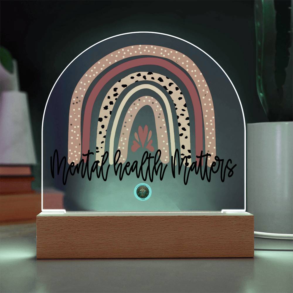 LED Acrylic Plaque: Mental Health Matters Rainbow