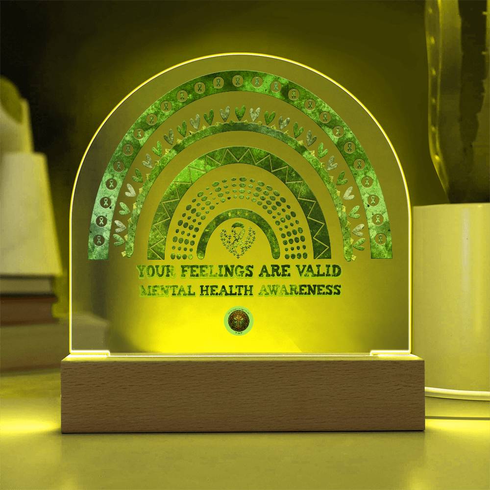 LED Acrylic Plaque: Mental Health Awareness Rainbow