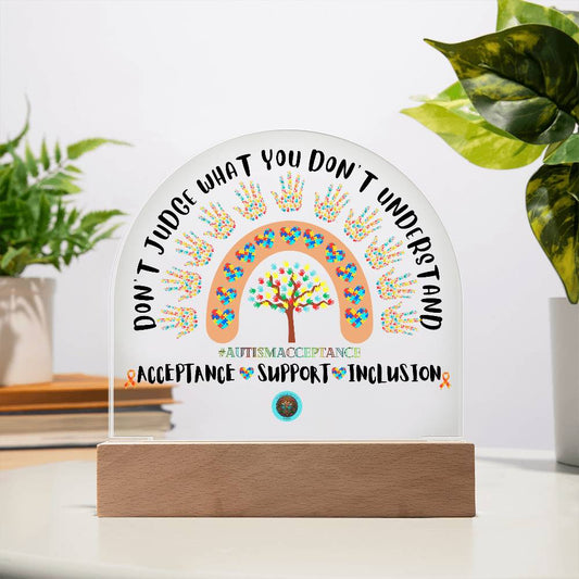 LED Acrylic Plaque: Autism Awareness Rainbow