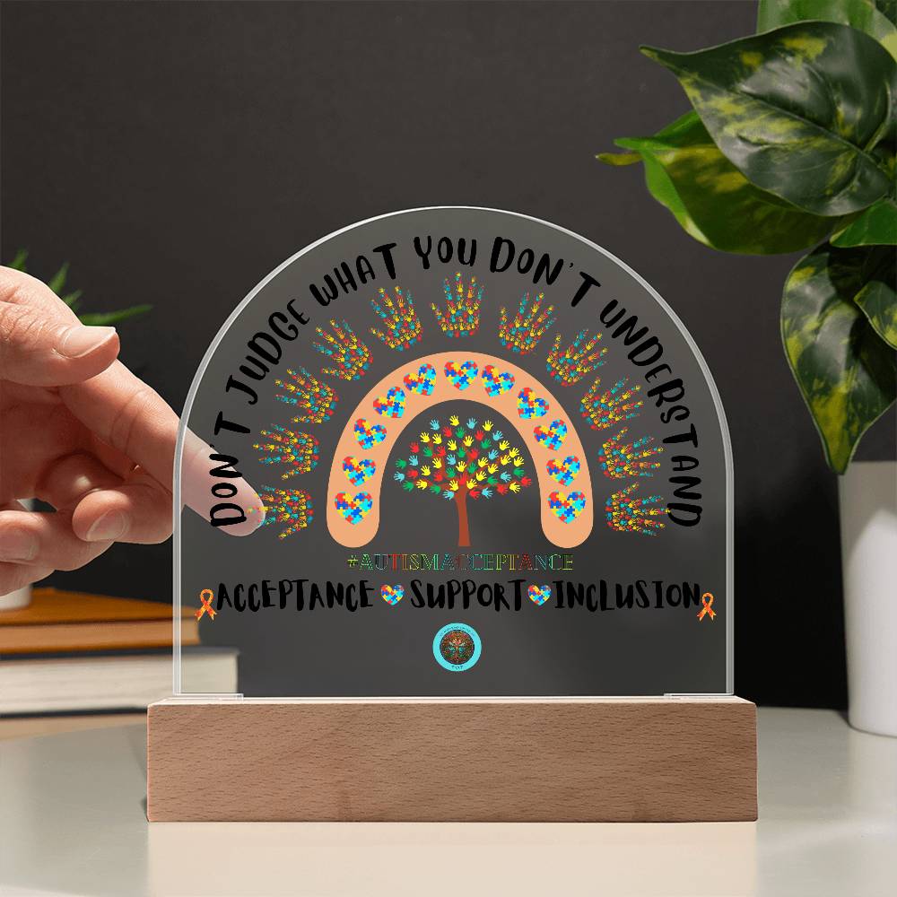 LED Acrylic Plaque: Autism Awareness Rainbow