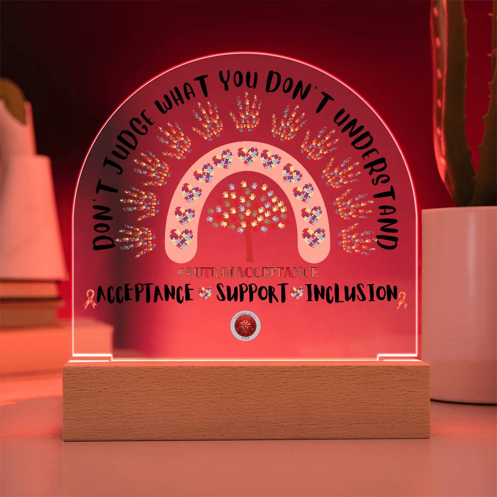 LED Acrylic Plaque: Autism Awareness Rainbow
