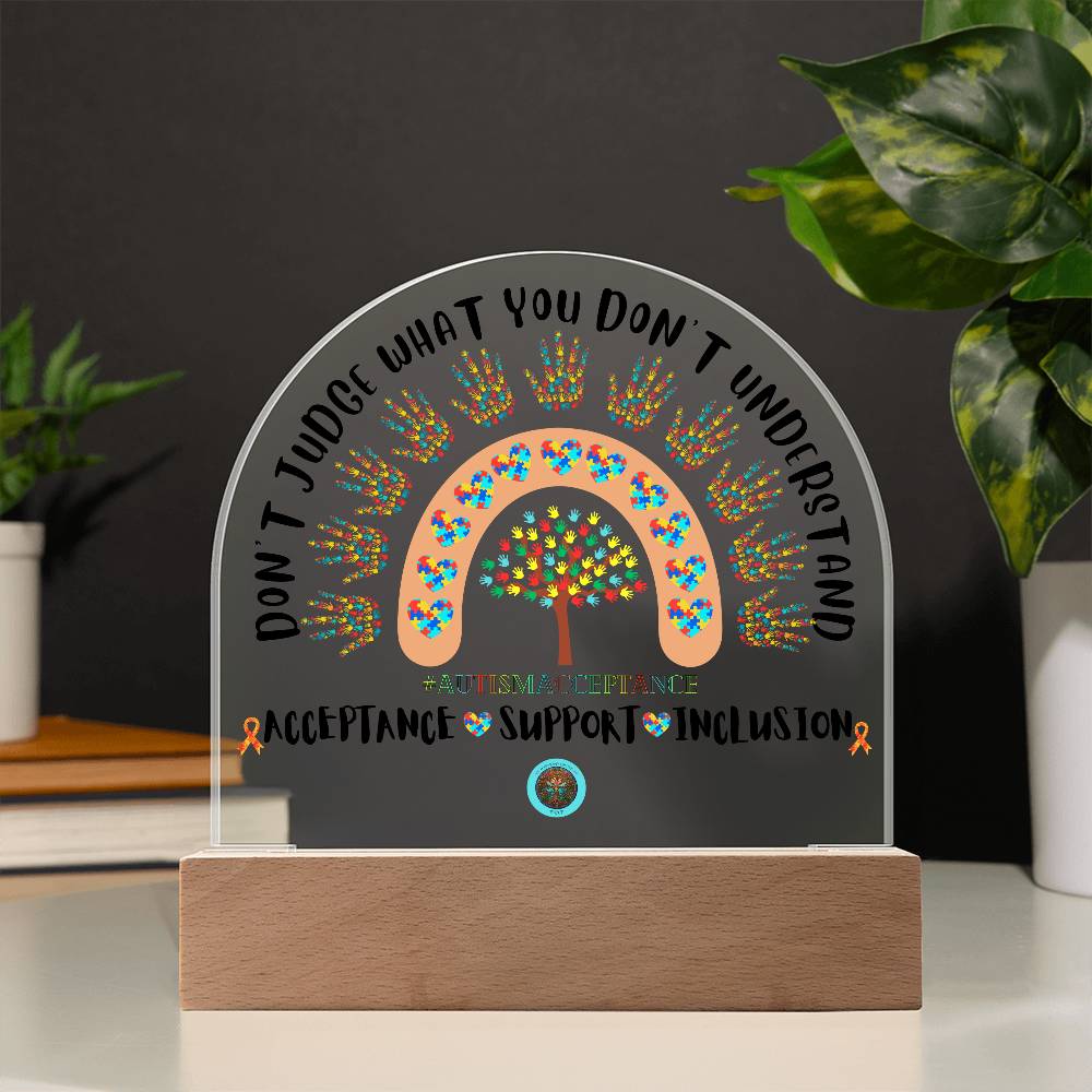 LED Acrylic Plaque: Autism Awareness Rainbow