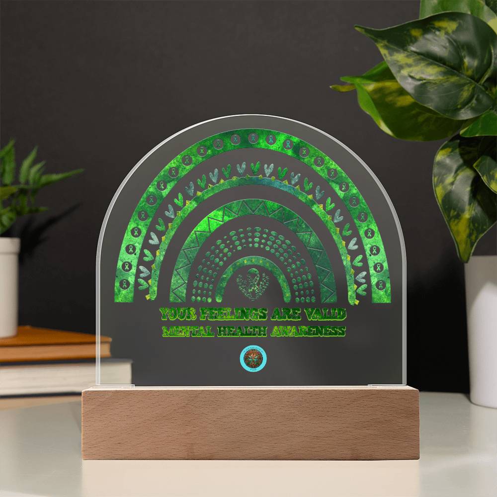 LED Acrylic Plaque: Mental Health Awareness Rainbow