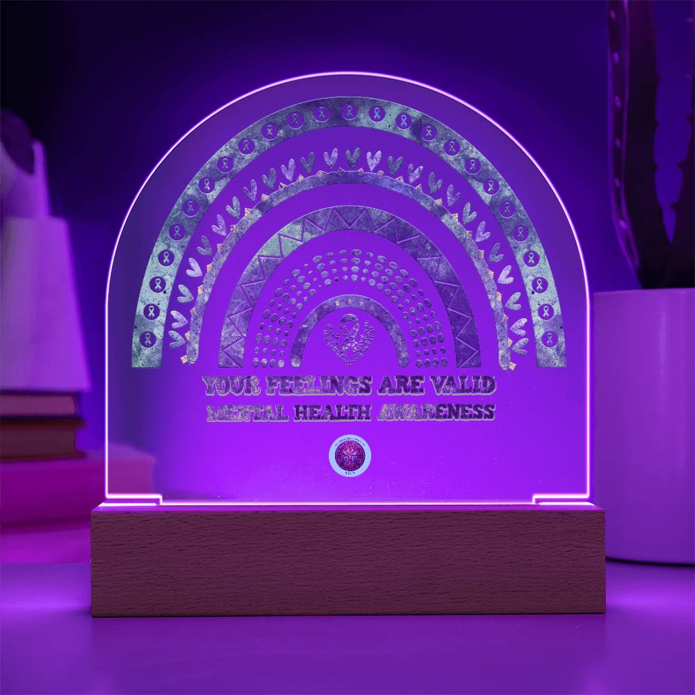 LED Acrylic Plaque: Mental Health Awareness Rainbow