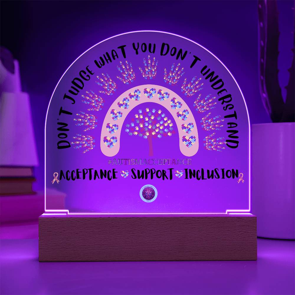 LED Acrylic Plaque: Autism Awareness Rainbow