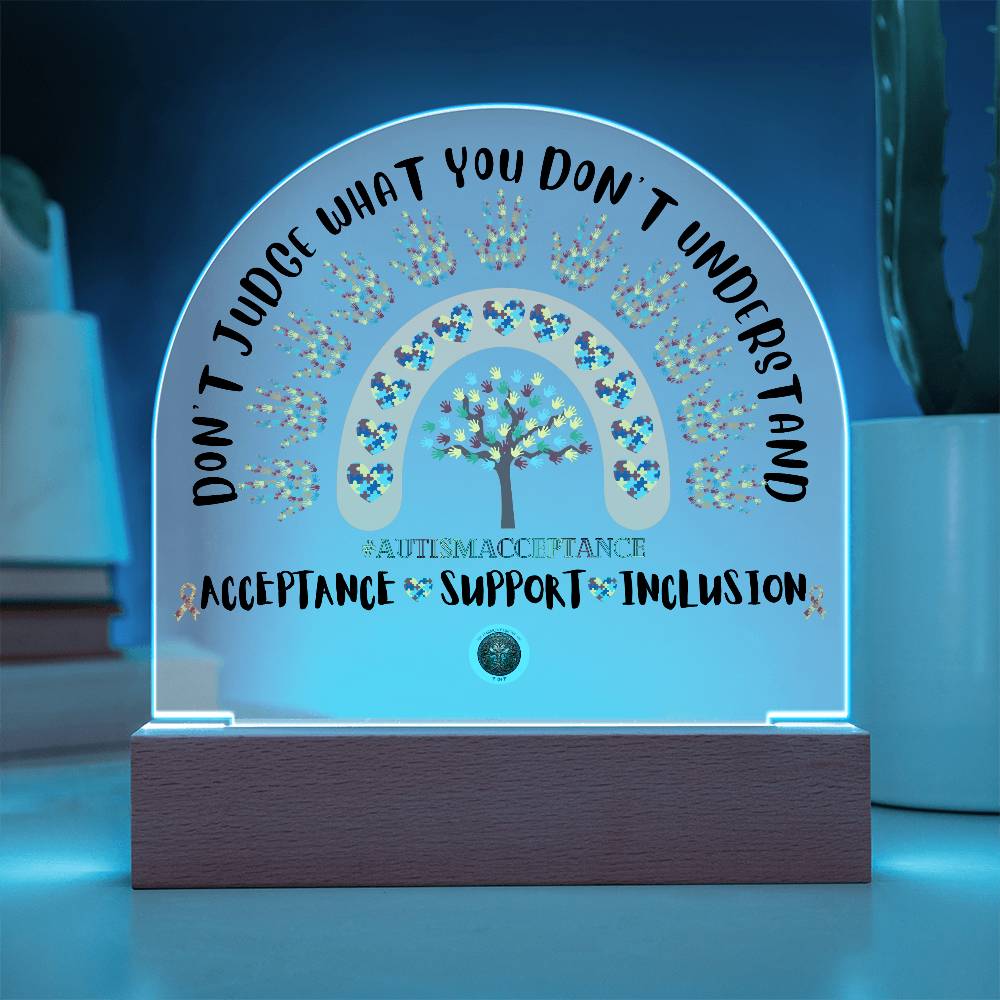 LED Acrylic Plaque: Autism Awareness Rainbow