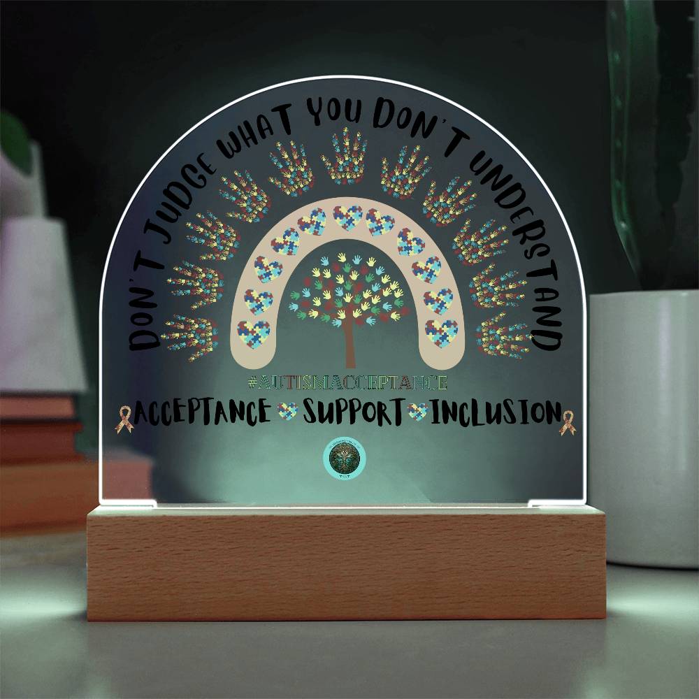 LED Acrylic Plaque: Autism Awareness Rainbow