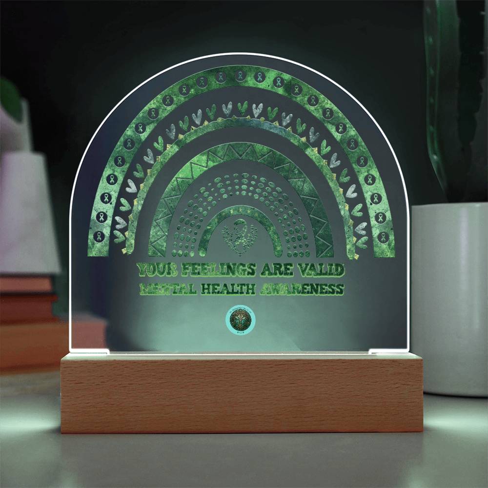 LED Acrylic Plaque: Mental Health Awareness Rainbow