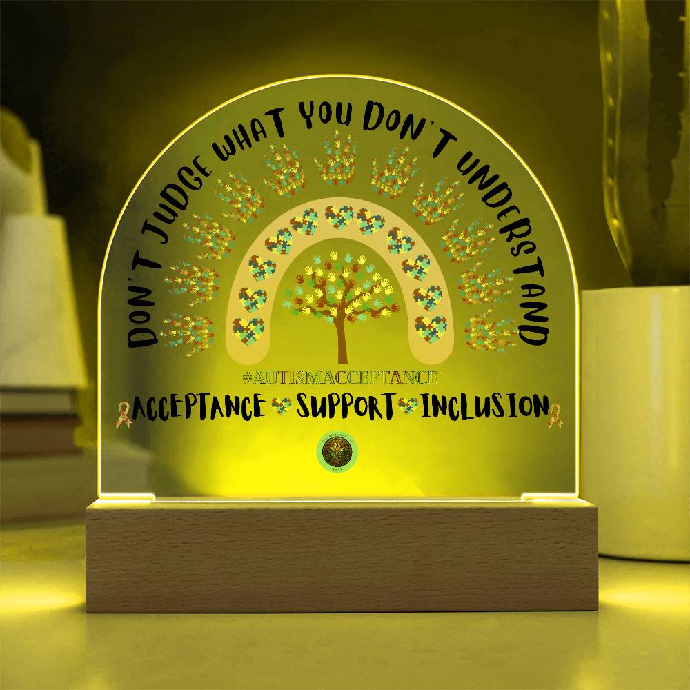 LED Acrylic Plaque: Autism Awareness Rainbow