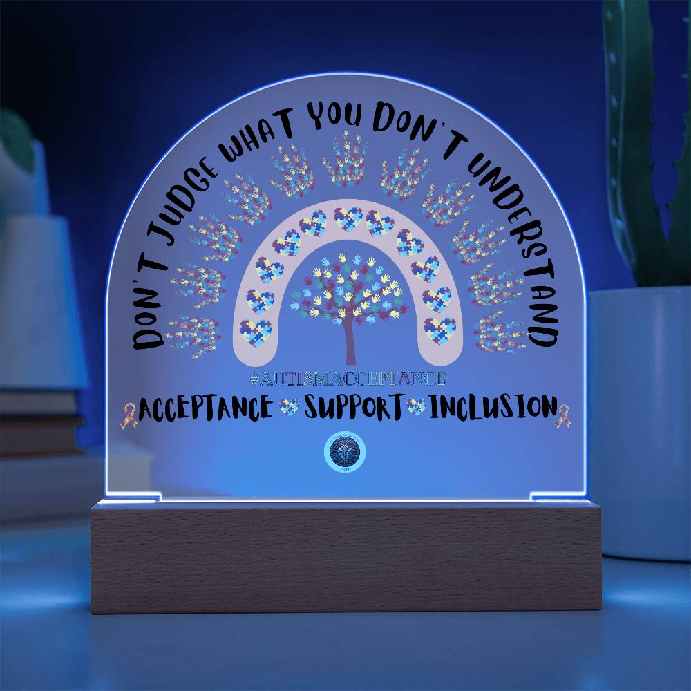 LED Acrylic Plaque: Autism Awareness Rainbow